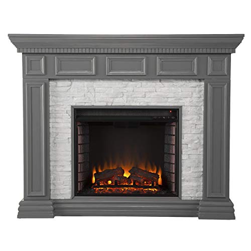 Dakesbury 50" Gray Electric Fireplace with Faux Stone