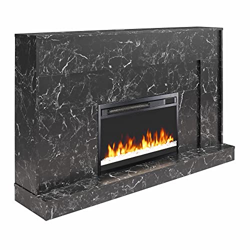 CosmoLiving Liberty Black Marble Mantel Fireplace