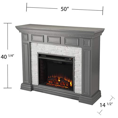 Dakesbury 50" Gray Electric Fireplace with Faux Stone