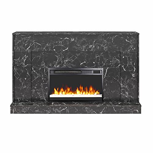 CosmoLiving Liberty Black Marble Mantel Fireplace
