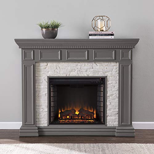 Dakesbury 50" Gray Electric Fireplace with Faux Stone