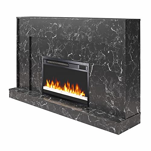 CosmoLiving Liberty Black Marble Mantel Fireplace