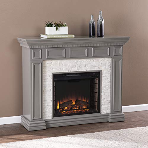 Dakesbury 50" Gray Electric Fireplace with Faux Stone