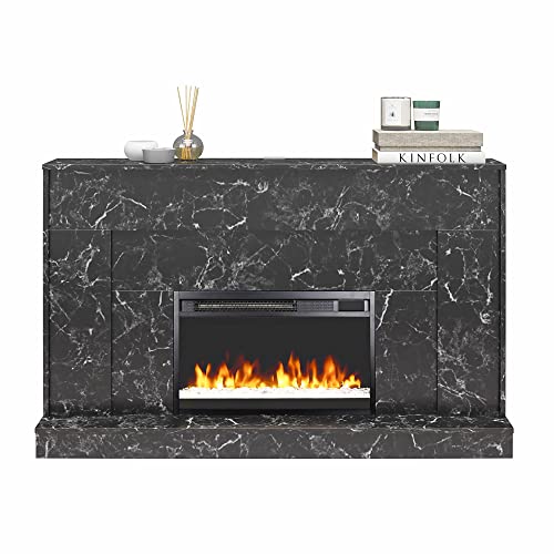 CosmoLiving Liberty Black Marble Mantel Fireplace