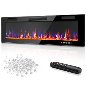 Vitesse 60" Electric Fireplace with Multicolor Flames