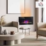 HOMCOM 28.5" Wall-Mounted Electric Fireplace with Flames