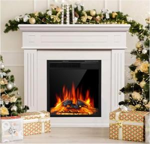 JAMFLY Electric Fireplace with Wooden Mantel and Remote