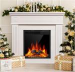 JAMFLY Electric Fireplace with Wooden Mantel and Remote