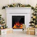 JAMFLY Electric Fireplace with Wooden Mantel and Remote