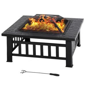 32" Outdoor Metal Fire Pit for Wood Burning