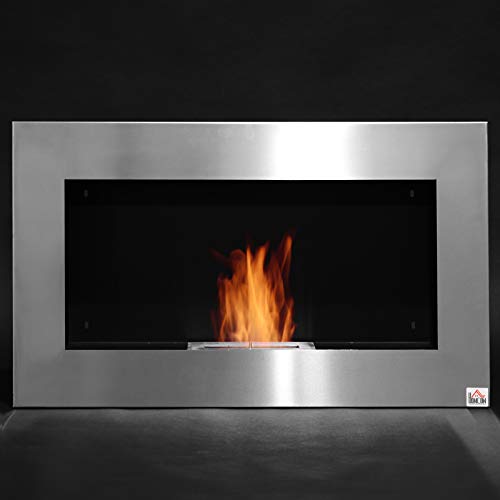 HOMCOM 35.5" Wall-Mount Ethanol Fireplace, Silver