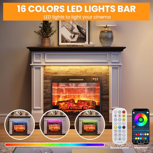 44" Electric Fireplace Mantel with LED Decor
