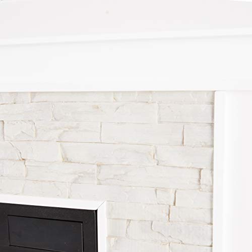 Canyon Heights White Electric Fireplace with Stone Look