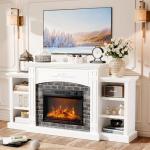 VINGLI Electric Fireplace TV Stand with Mantel