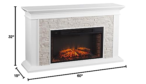 Canyon Heights White Electric Fireplace with Stone Look