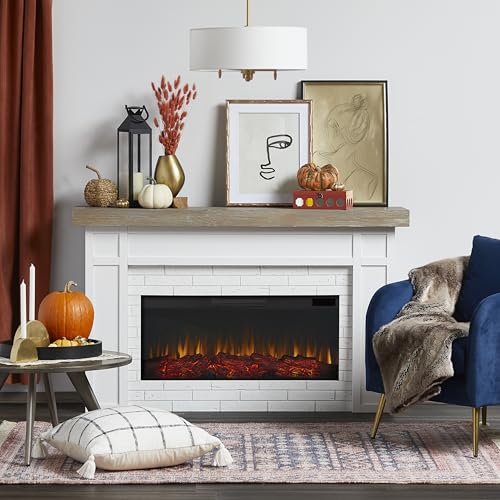 Cravenhall Electric Fireplace with Mantel, Remote Control