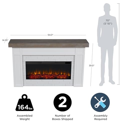 Cravenhall Electric Fireplace with Mantel, Remote Control