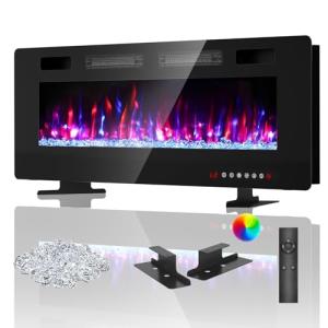 BREEZEHEAT 50" Electric Wall-Mounted Fireplace with Remote