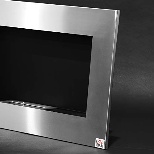 HOMCOM 35.5" Wall-Mount Ethanol Fireplace, Silver