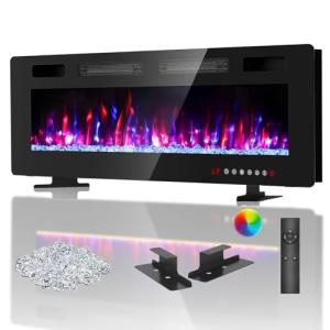 BREEZEHEAT 60" Wall-Mounted Electric Fireplace with Heater