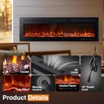 50" Wall Mounted Electric Fireplace with Remote Control