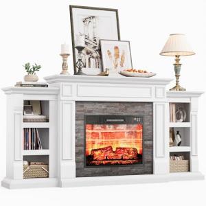 70" Electric Fireplace TV Stand with Mantel