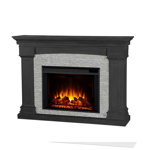 Electric Indoor Fireplace with Mantel and Remote