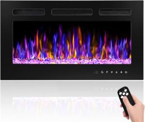 30" Electric Wall-Mounted Fireplace with Remote