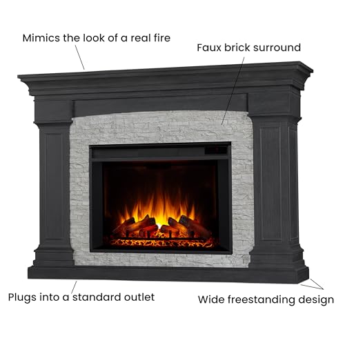 Electric Indoor Fireplace with Mantel and Remote