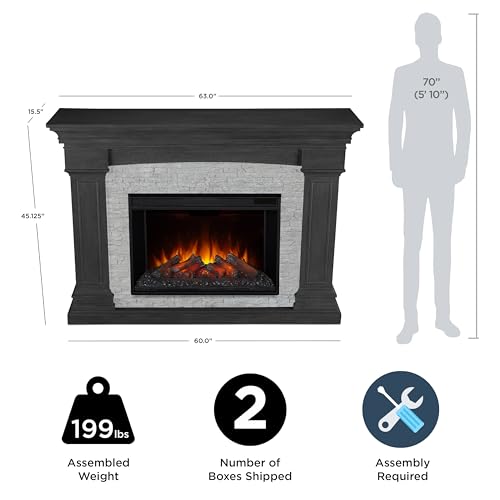 Electric Indoor Fireplace with Mantel and Remote