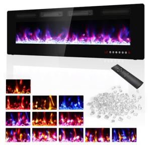 BREEZEHEAT 60" Wall-Mounted Electric Fireplace with Heater
