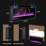 36" Electric Wall-Mounted Fireplace with Remote