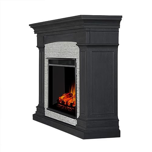 Electric Indoor Fireplace with Mantel and Remote