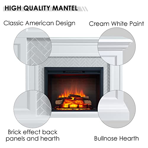 LegendFlame® 35" Electric Fireplace with Cream Mantel