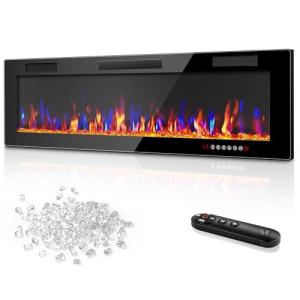 Vitesse 60" Electric Fireplace with Multicolor Flames
