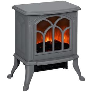 HOMCOM 17" Electric Fireplace Stove with Realistic Flame