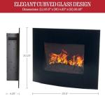 Curved Glass Wall-Mounted Electric Fireplace with Remote