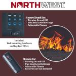 Curved Glass Wall-Mounted Electric Fireplace with Remote