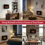 Curved Glass Wall-Mounted Electric Fireplace with Remote