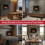 26" Wall Mounted Electric Fireplace with Remote Control