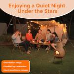 Beige Clay Chiminea Outdoor Fireplace with Metal Stand