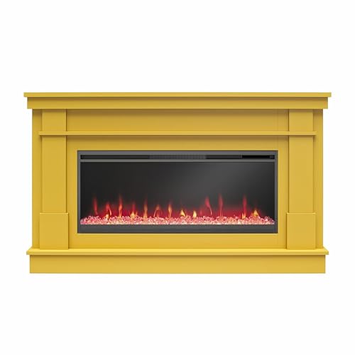 Novogratz Waverly 64-Inch Electric Fireplace, Mustard Yellow