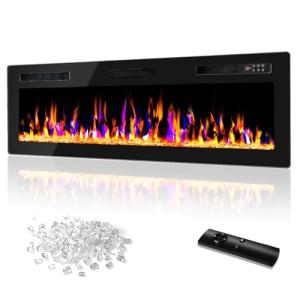 Vitesse 60" Electric Fireplace with Multicolor Flames
