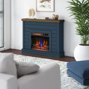 Duraflame Electric Fireplace with Shiplap Mantel, Blue