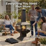 Sunnydaze 57-Inch Black Steel Outdoor Chiminea