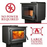 Ashley Hearth AW1120E-P Wood Burning Stove, Black