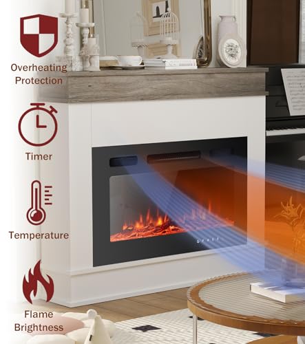 Maxhonor 30-Inch Electric Fireplace Insert with Mantel