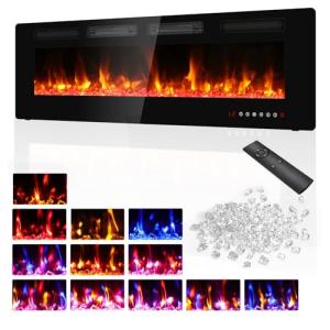 BREEZEHEAT 60" Wall-Mounted Electric Fireplace with Heater