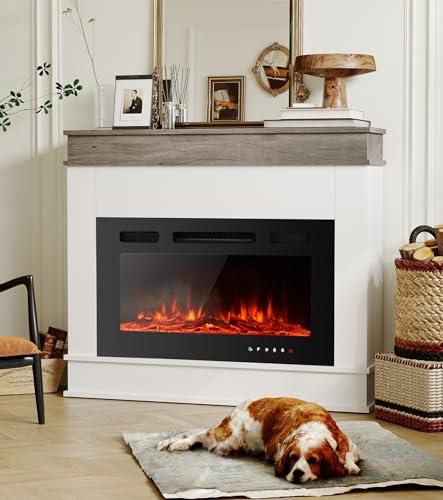Maxhonor 30-Inch Electric Fireplace Insert with Mantel