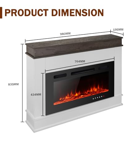 Maxhonor 30-Inch Electric Fireplace Insert with Mantel